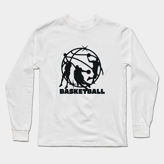 Basketball Black Long Sleeve T-Shirt by Unexpected